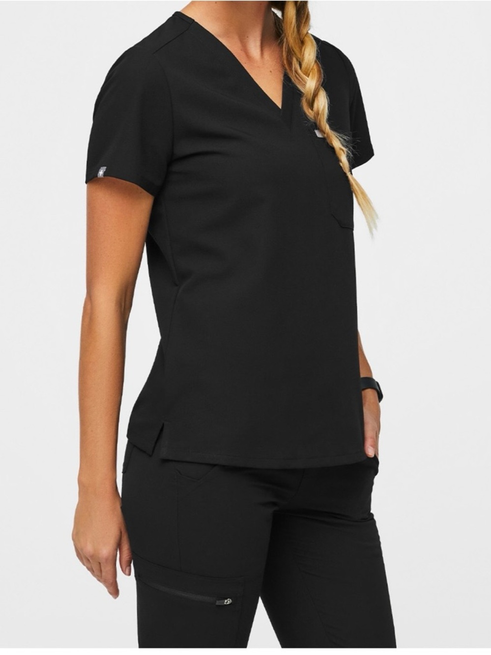 Women's FIGS Black V-Neck Scrub Top XS